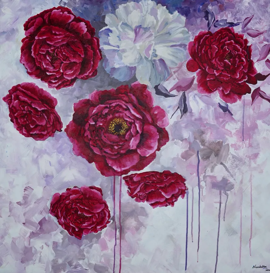 Crimson peonies